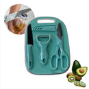 KIT Facas Tesoura Descascador Tábua Coloridos de Cozinha Aço Inoxidável 4 PEÇAS