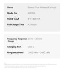Baseus Bass BS2 Lite True Wireless Fones de ouvido Bluetooth 6.0 Fones de ouvido