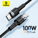Baseus usb tipo c para cabo usb c para iphone 17 16 100w/5a pd cabo de carregame