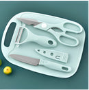 KIT Facas Tesoura Descascador Tábua Coloridos de Cozinha Aço Inoxidável 4 PEÇAS